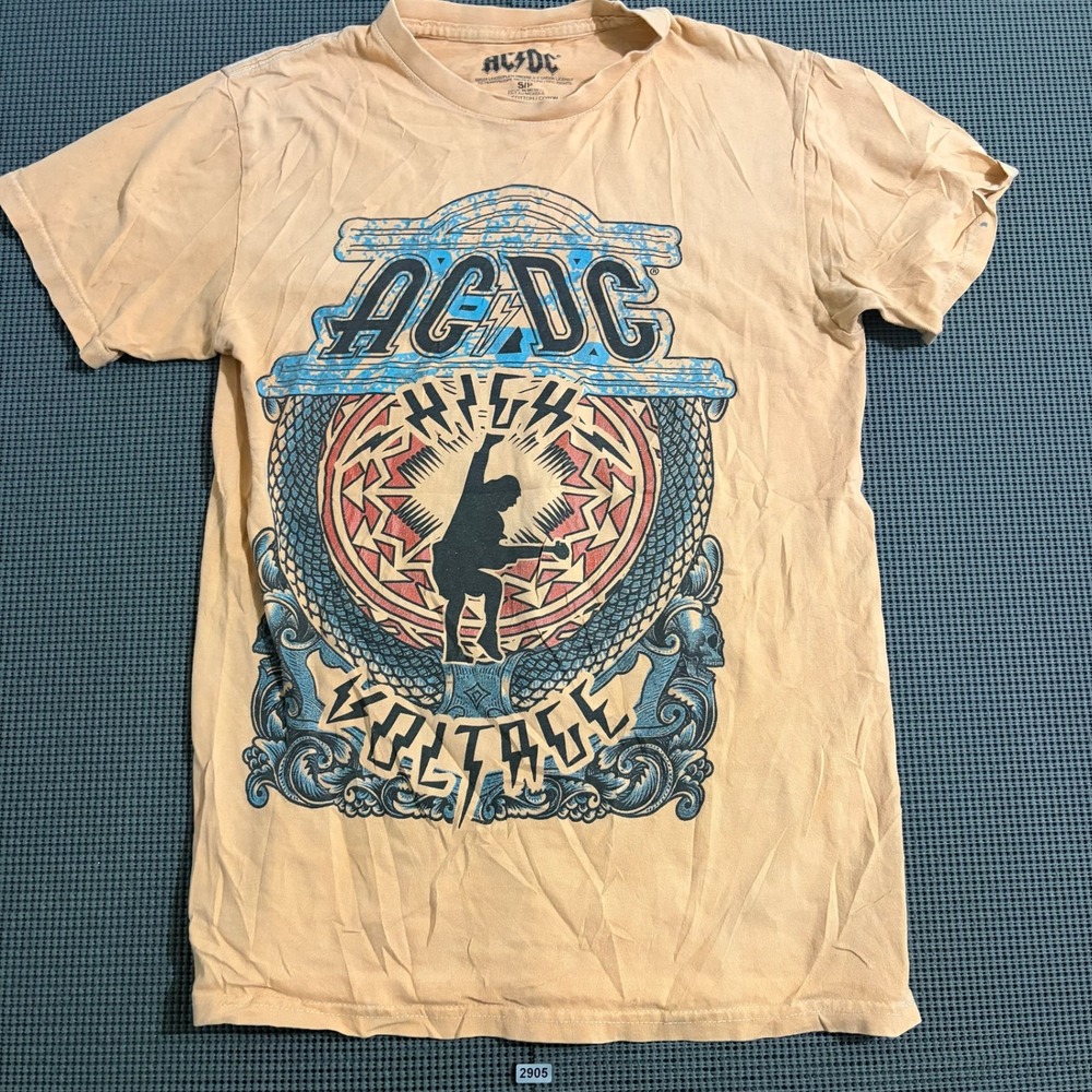 AC/DC High Voltage Graphic T-Shirt Peach Orange Size Small S/P 2023